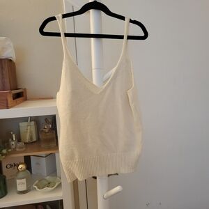 Mango Elegant Cream Knit Tank Top